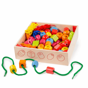 Wooden Box of Lacing Beads (97pcs)